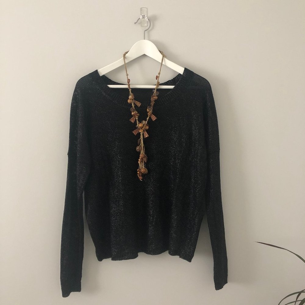 💸💸VINC. Metallic Pullover Black Boxy Sweat…